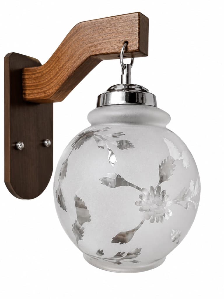 Vintage Floral Globe Wood Wall Sconce 1