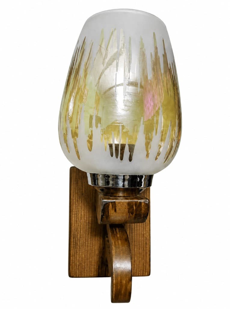 Retro Drip Glass Globe Wood Wall Sconce 2