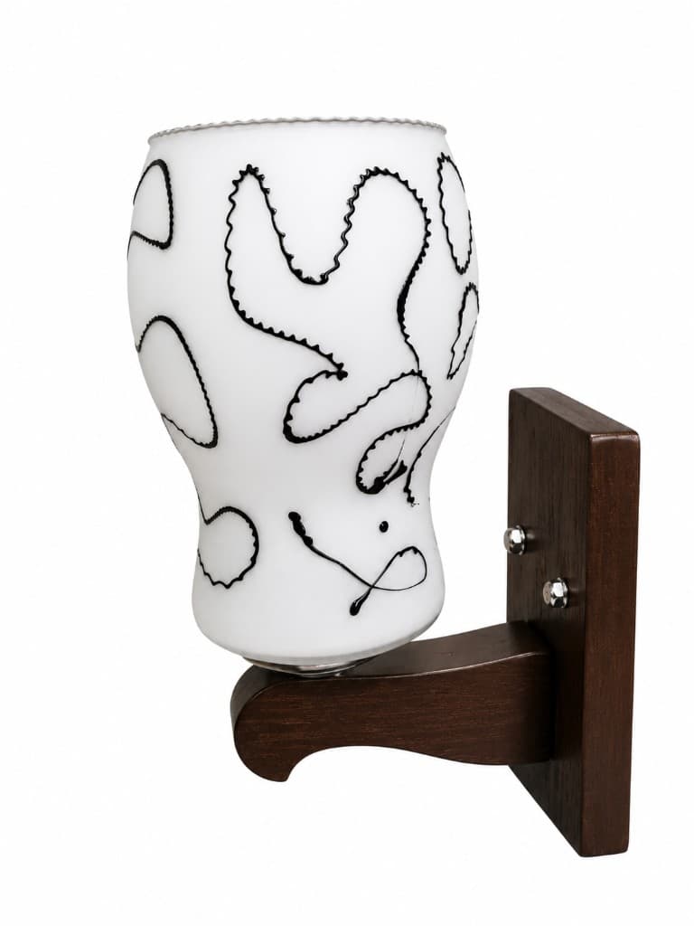 Abstract Line Pattern Glass Wood Wall Sconce 1
