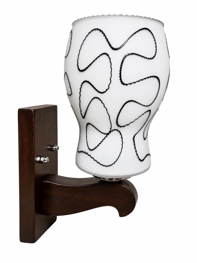 Abstract Line Pattern Glass Wood Wall Sconce 2