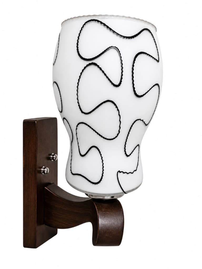 Abstract Line Pattern Glass Wood Wall Sconce 3