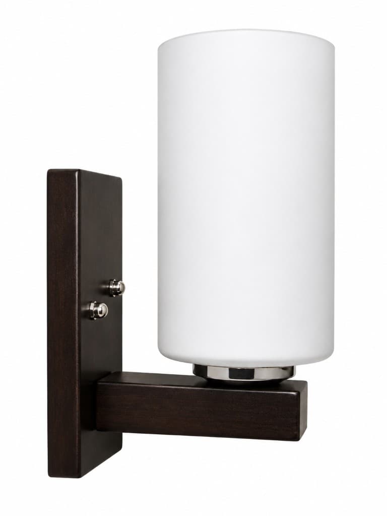 Minimalist Cylinder Frosted Glass Wood Wall Sconce 2