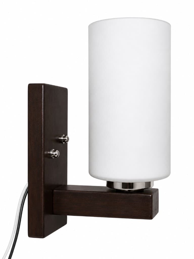 Minimalist Cylinder Frosted Glass Wood Wall Sconce 4