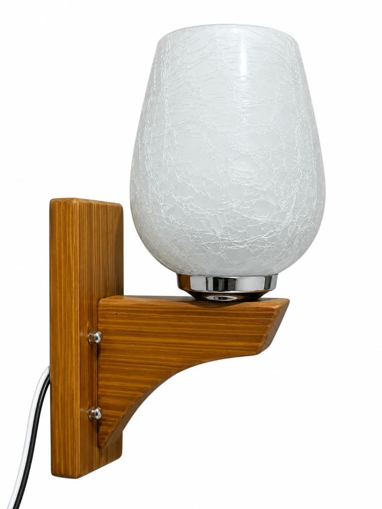 Crackle Lace Glass Wood Wall Sconce 1