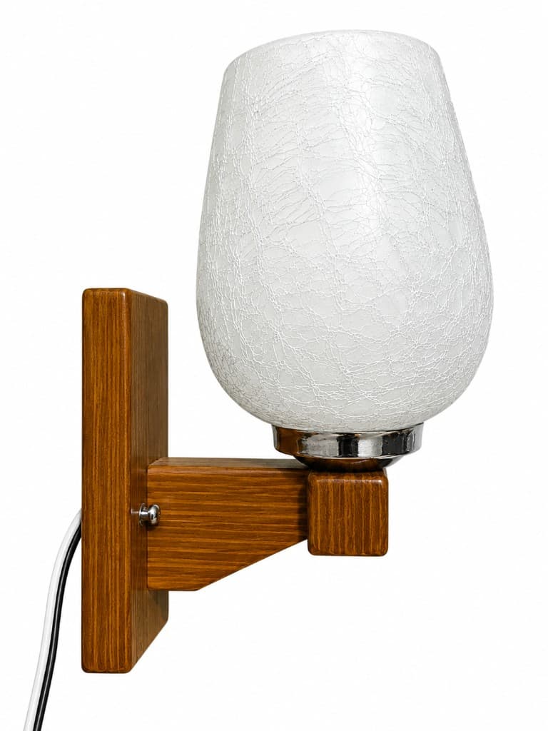 Crackle Lace Glass Wood Wall Sconce 2