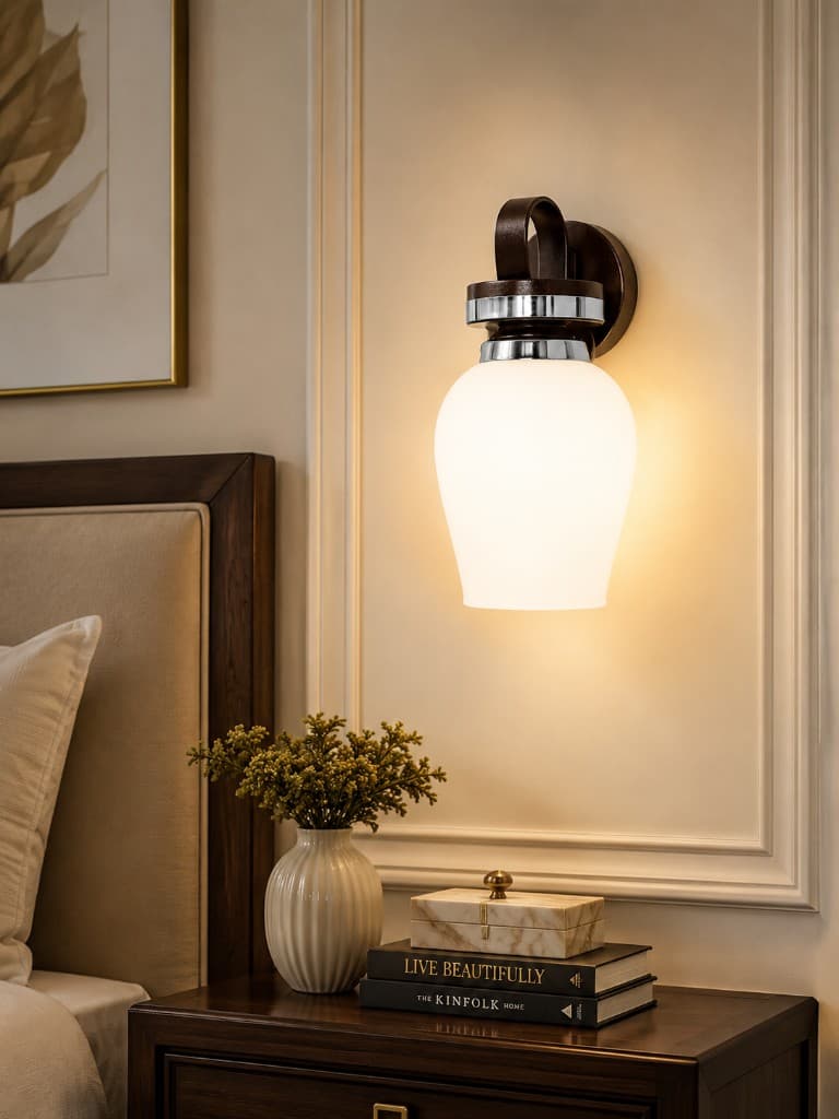 Frosted Urn Wall Sconce with Chrome Accents