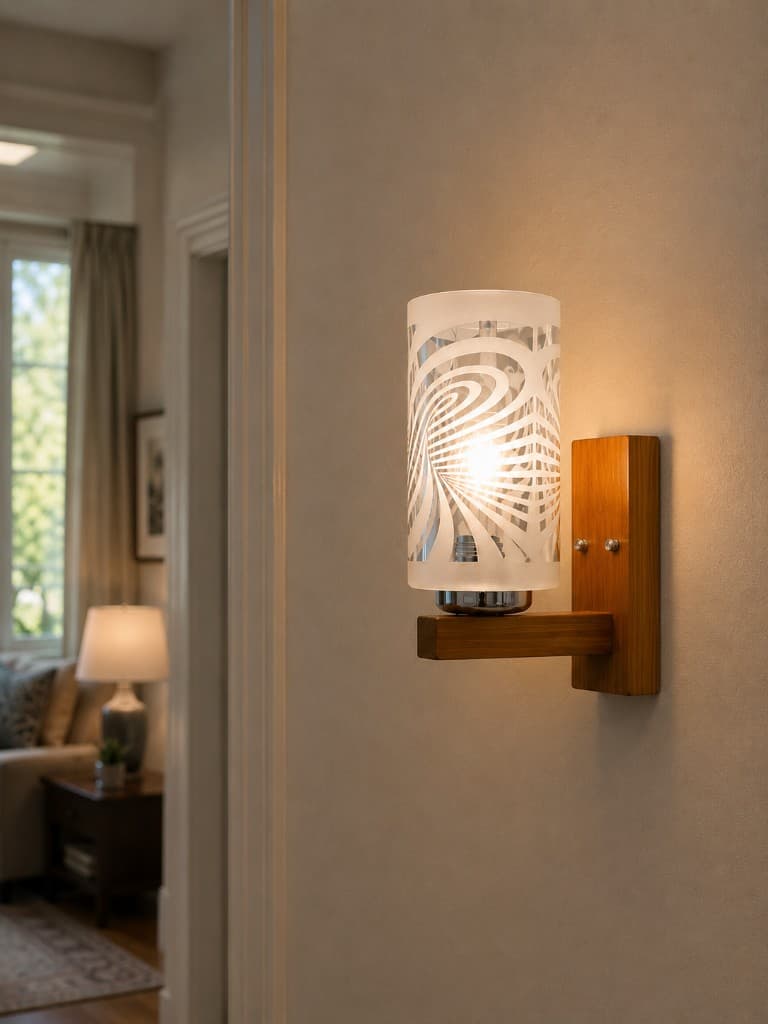 Geometric Frosted Cylinder Wall Sconce